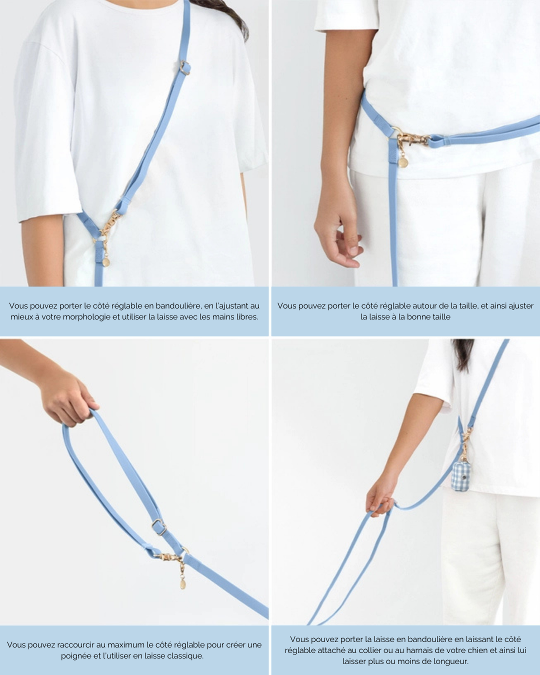 Laisse Mains Libres ajustable - Navy